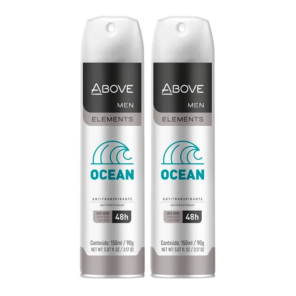 Kit 2 Desodorante Antitranspirante Above Men Elements Ocean Jato Seco 150ml