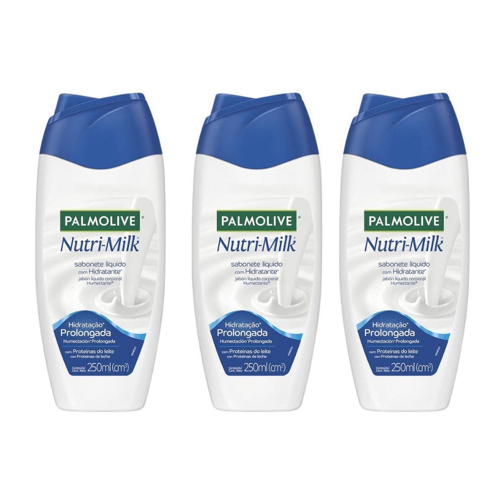 Kit 3 Sabonete Líquido Palmolive com Protéinas do Leite e Hidratantes Nutri Milk 250ml