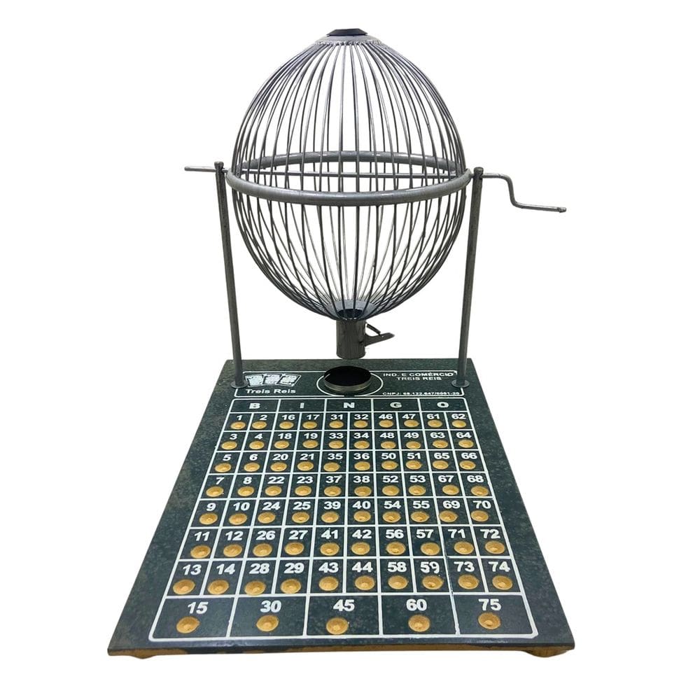 Jogo De Bingo Globo De Metal Tabuleiro Em Madeira N°3