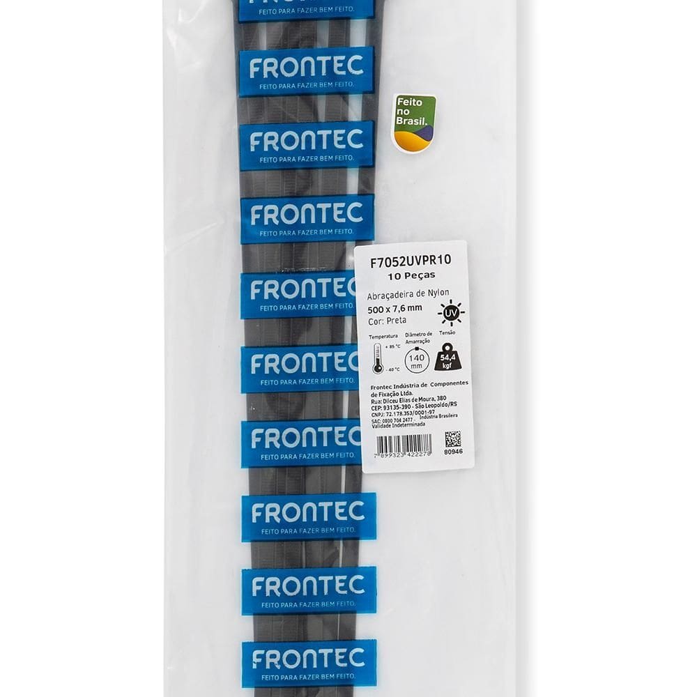 Abraçadeira NYLON 7,6 X 500MM Preta Frontec 10UN