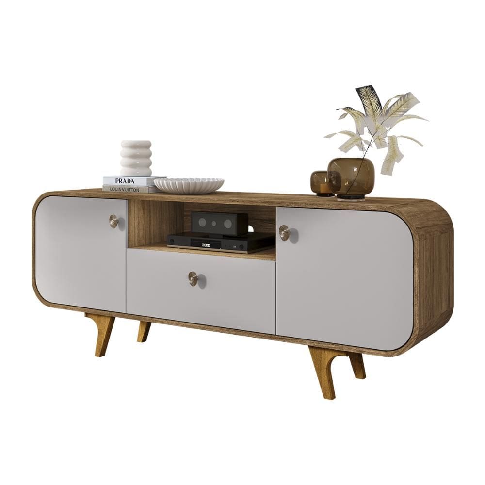 Rack Noronha TV 55 Polegadas com Pés de Madeira Maciça