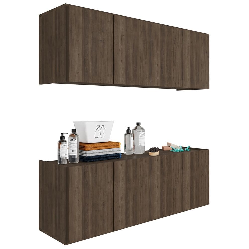 Armário Aéreo e Balcão Para Lavanderia 118cm Monna Freijó Z34 - Mpozenato