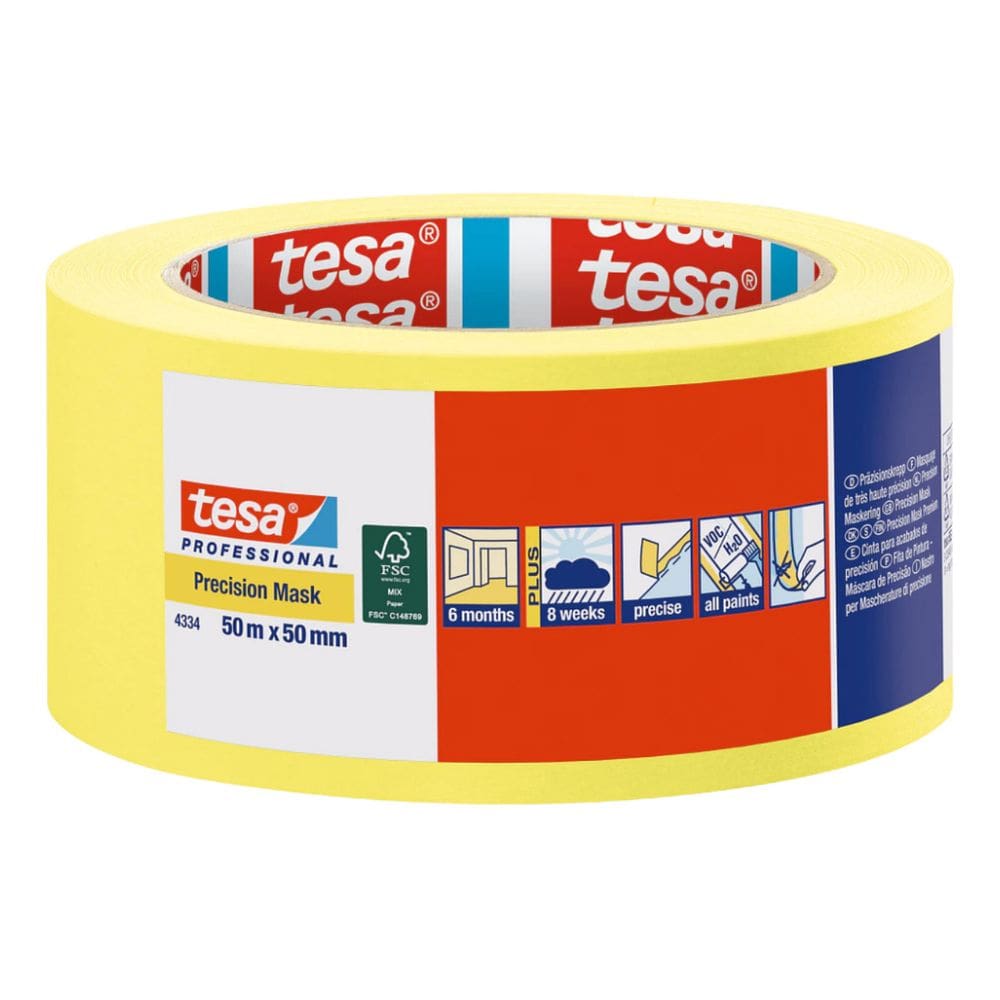 Fita Crepe P/ Pintura Tesa Amarela 50m X 50mm Alta Precisao