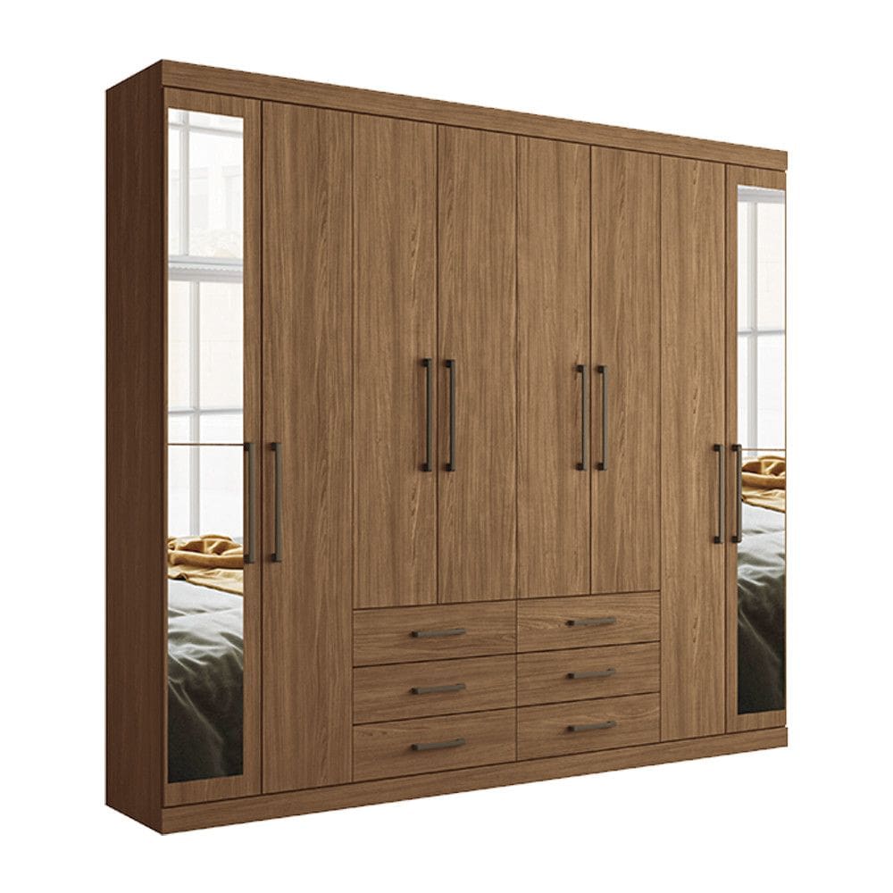 Guarda-Roupa Casal com Espelho 8 Portas 6 Gavetas 238,80cm Master Santos Andirá