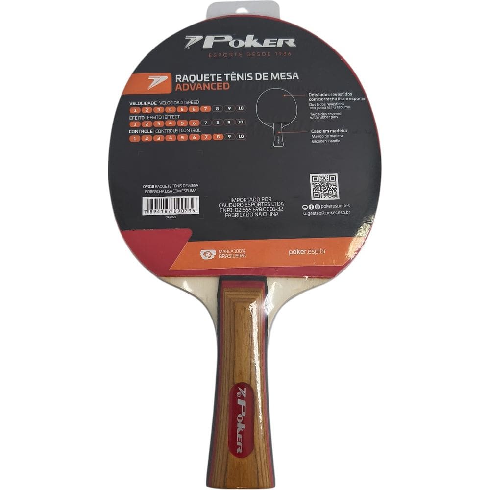 Raquete Tênis De Mesa Ping Pong Esportiva Profissional Portátil Treino Jogo Advanced Poker 09018