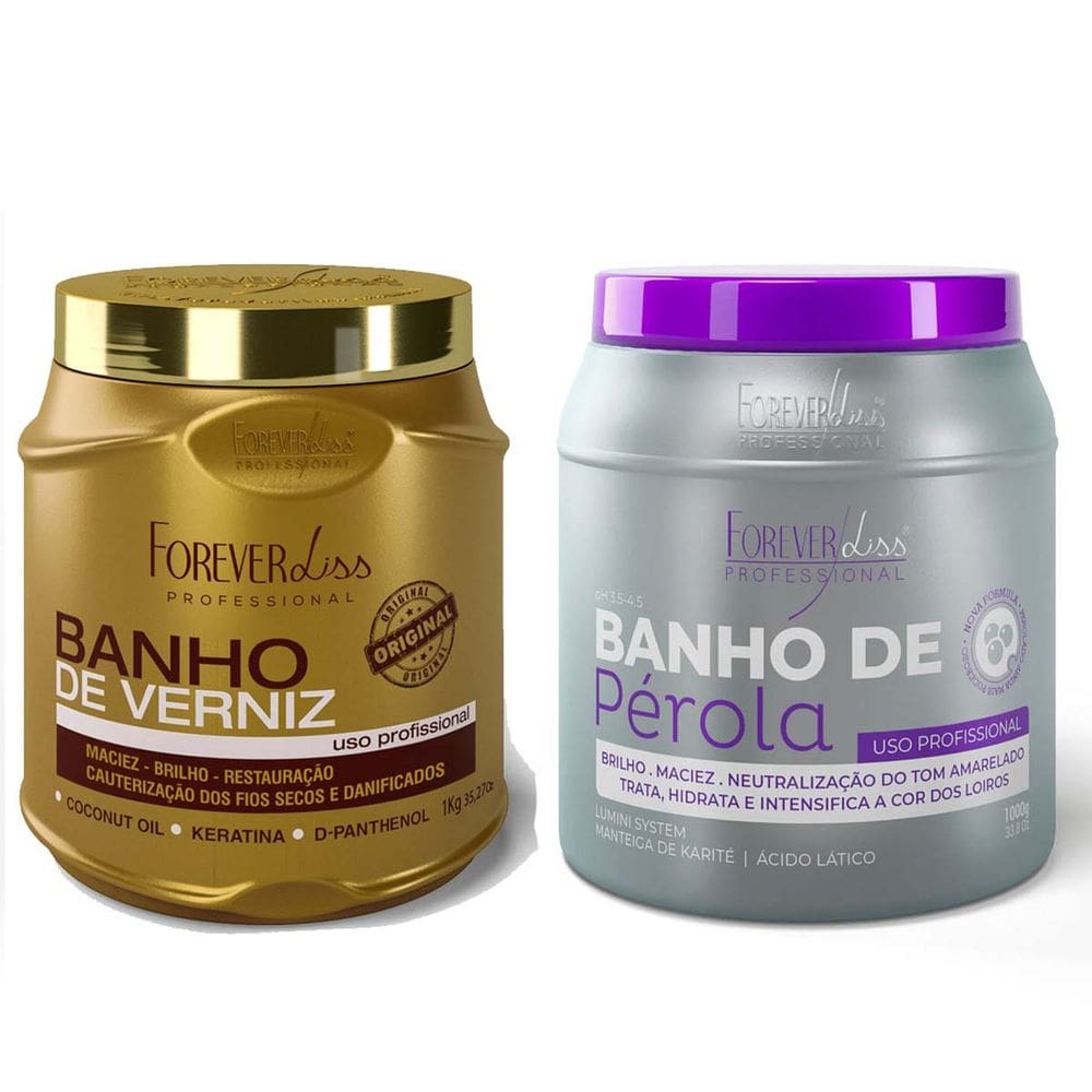 Kit Masc. Banho de verniz e Banho de Perola Forever Liss 1kg
