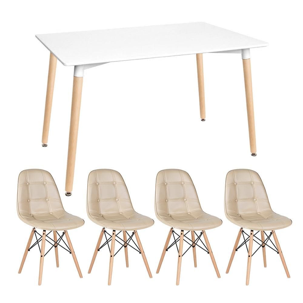 KIT - Mesa retangular Eames 80 x 120 cm + 4 cadeiras Botonê