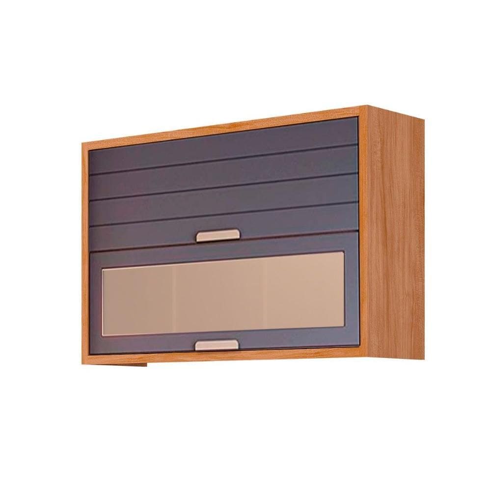 Armário de Cozinha Modulado Eloise c/ 2 Portas Basculante c/ Vidro Reflecta 120cm Cinamomo/Titanium - MGM