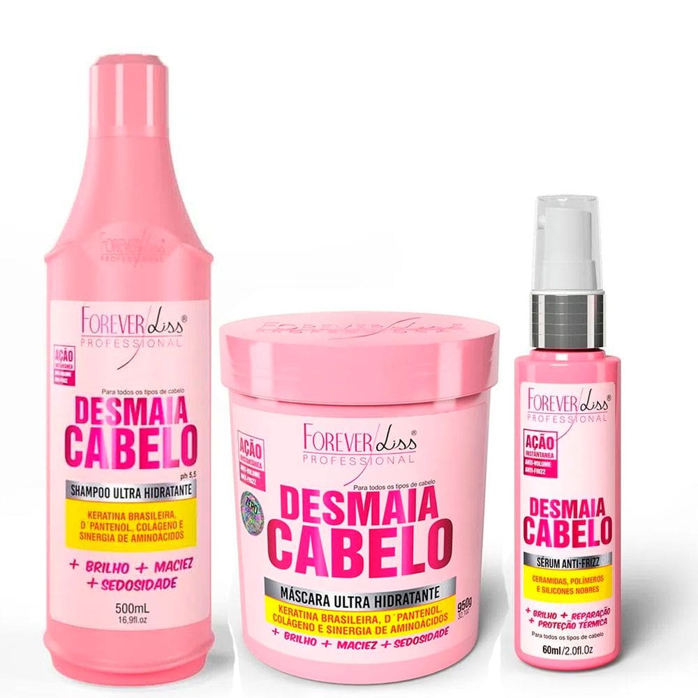 Kit Shampoo, Másc. e Sérum Desmaia Cabelo Forever Liss