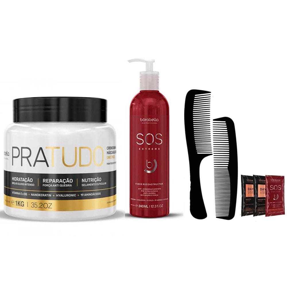 Kit 01 Mascara Pratudo 1kg e S.O.S Extreme Borabella 240ml