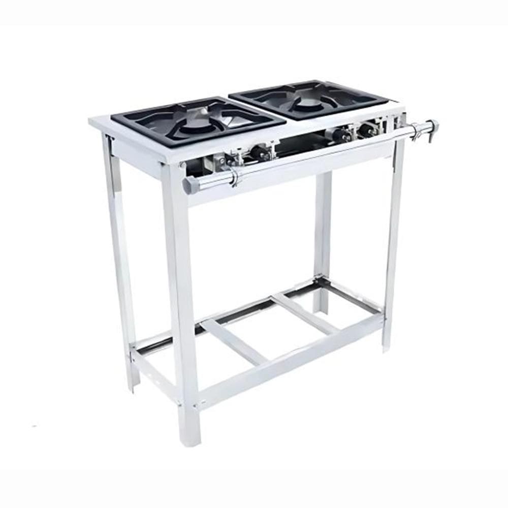 Fogão a Gás Extra Inox Para Cozinha Industrial Grelha 30cm 2 Bocas 2 Dupla Com pé Ei2d2p - Venâncio