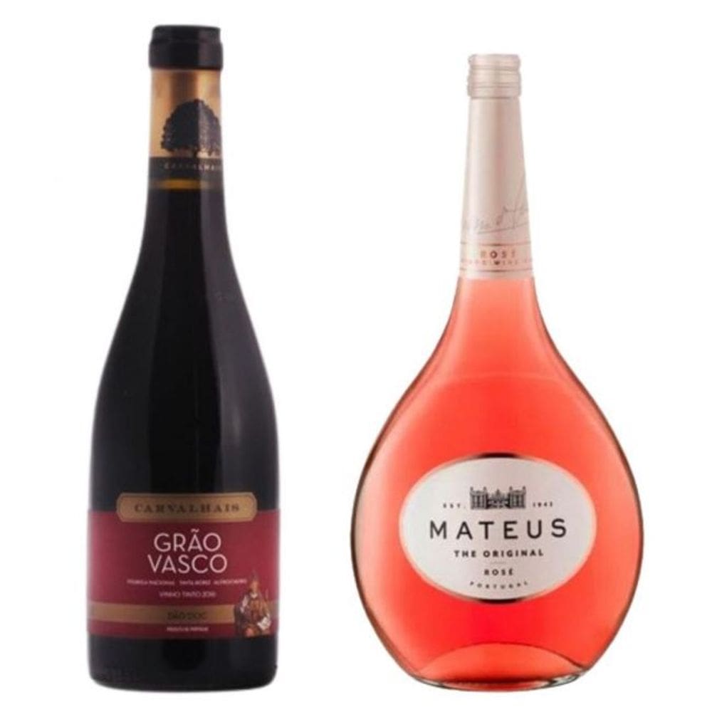 Kit Vinho Grão Vasco Carvalhais Dão DOC 375ml + Vinho Mateus Rose 375ml