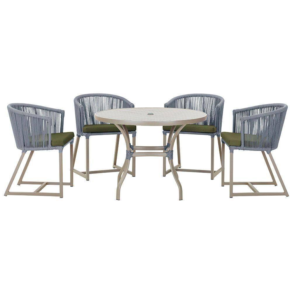 Mesa Com 4 Cadeiras E Noronha Estofado 13 Trama autêntico Prata