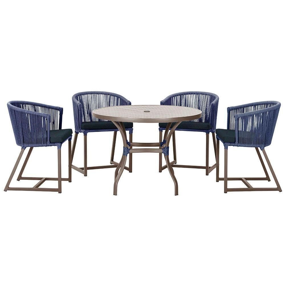 Mesa Com 4 Cadeiras E Noronha Estofado 12 Trama autêntico Azul