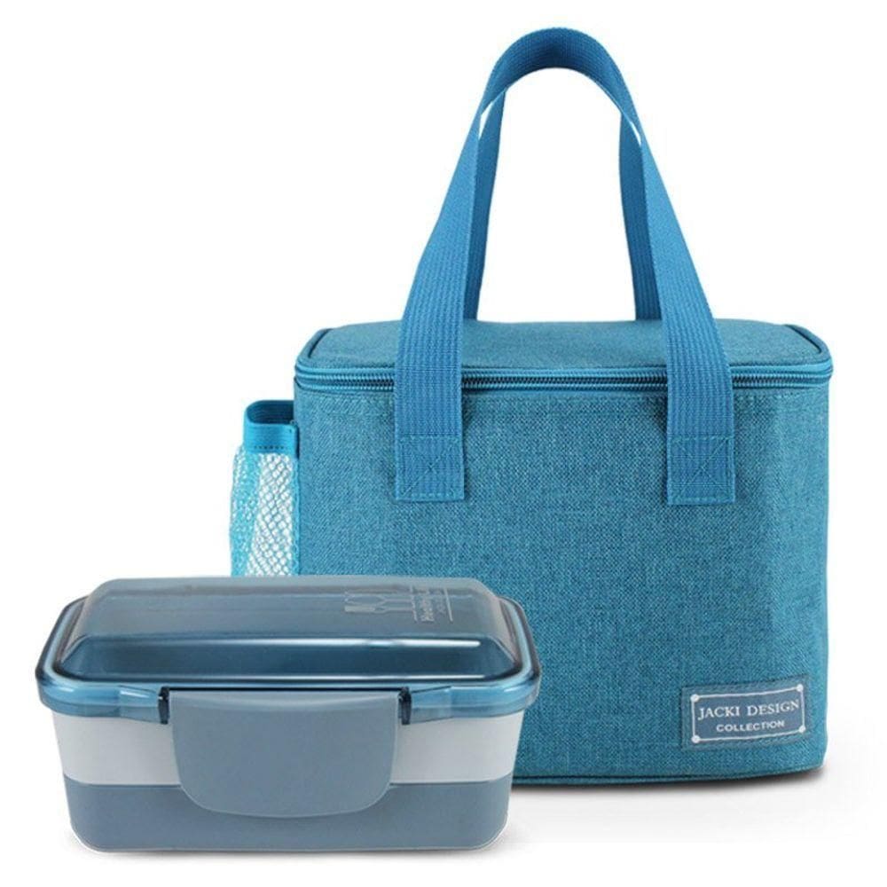 Kit Bolsa Térmica E Pote Marmita De 2 Andares 950ml - Jacki Design Azul