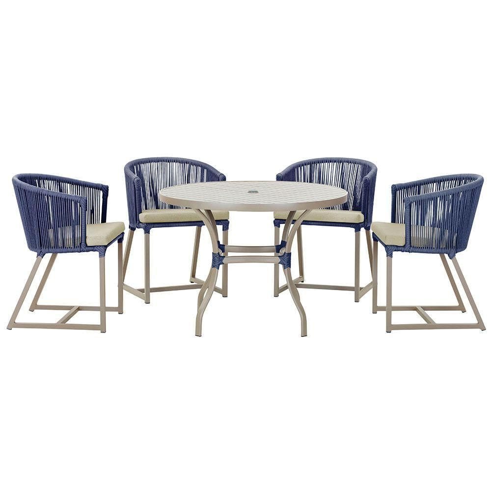 Mesa Com 4 Cadeiras E Noronha Estofado 7 Trama autêntico Azul