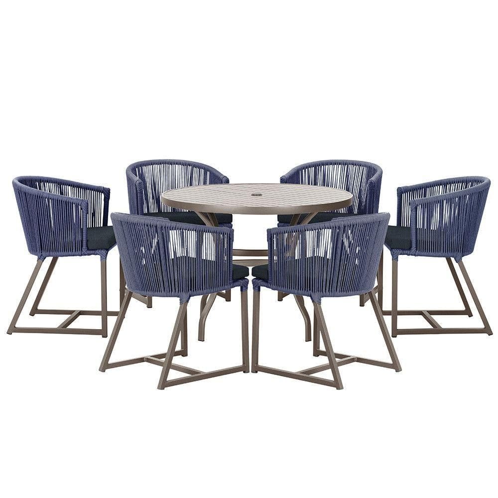 Mesa Com 6 Cadeiras De Jantar Noronha E12 Trama autêntico Azul