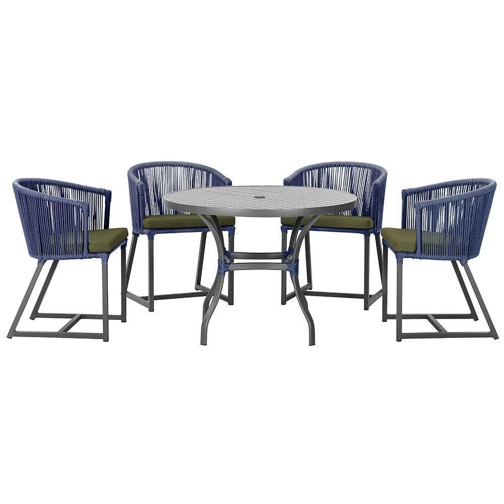 Mesa Com 4 Cadeiras E Noronha Estofado 13 Trama autêntico Azul