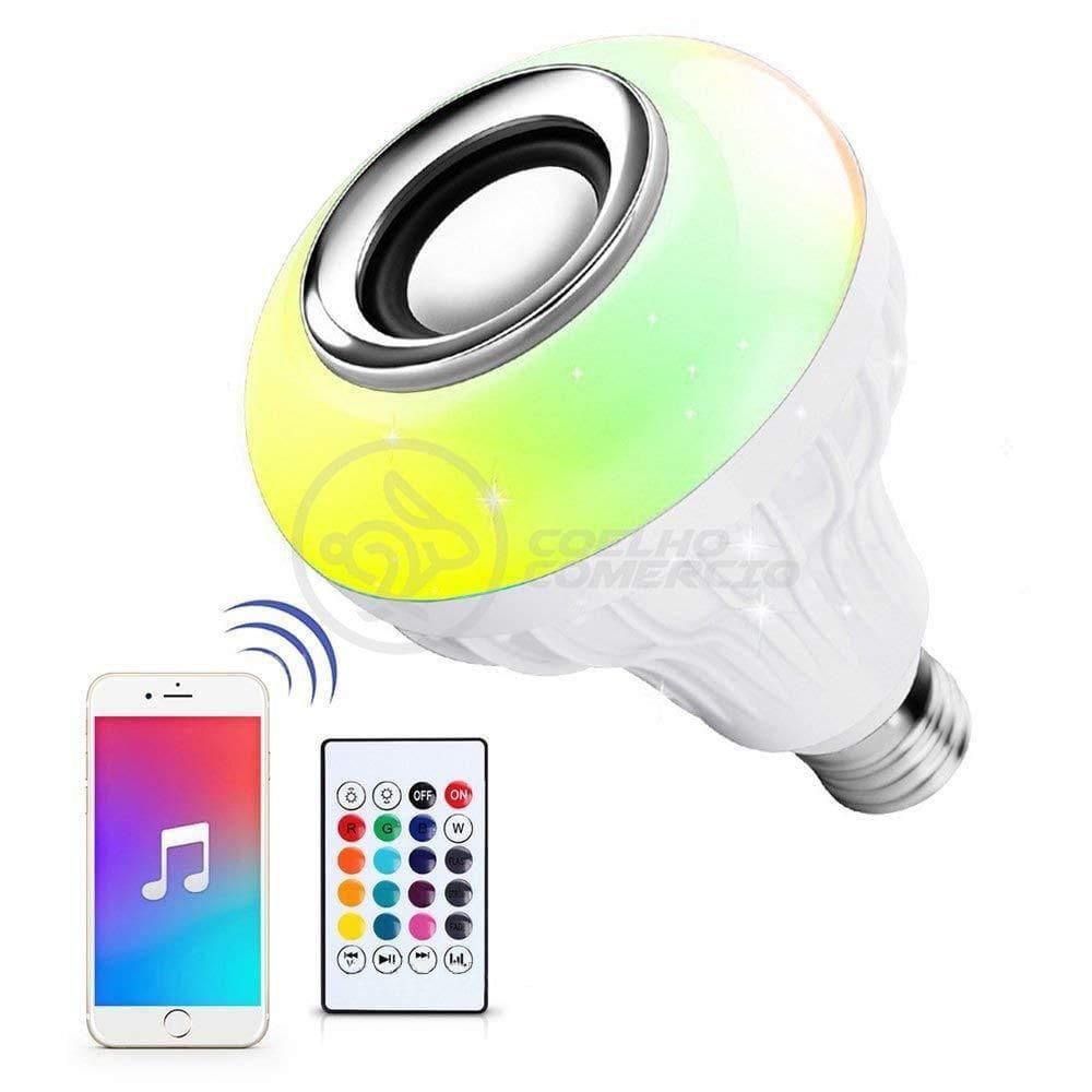 Lâmpada Led 12w E27 Rgb Colorida Com Caixa De Som Bluetooth E Controle Remoto