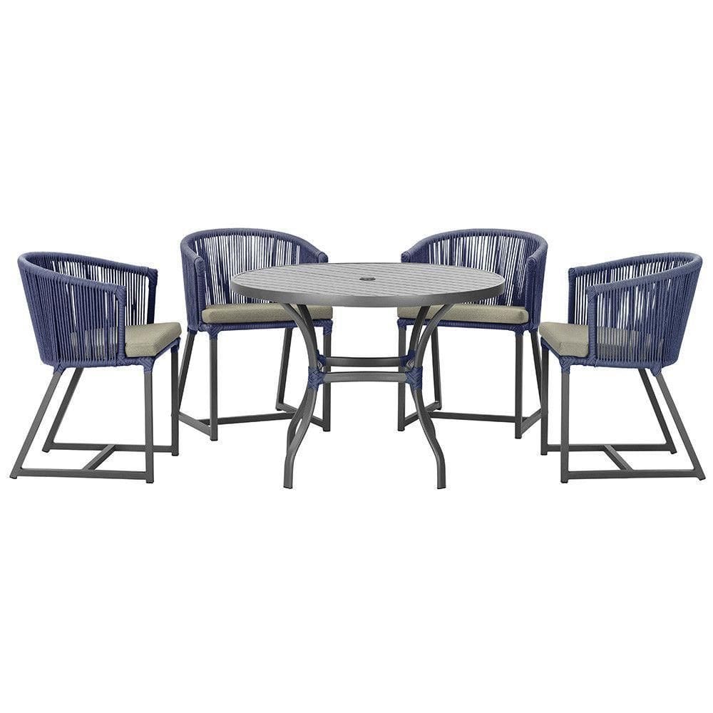 Mesa Com 4 Cadeiras E Noronha Estofado 8 Trama autêntico Azul