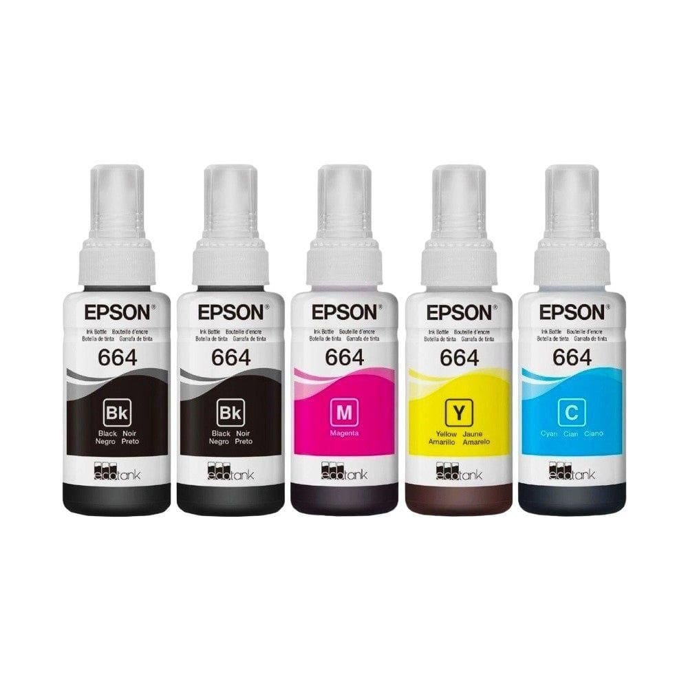 Kit Tinta Epson autêntico T664 5un 664 L395 L380 L375 L220 L455 - Refil