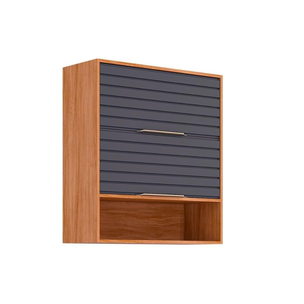 Armário Aéreo p/ Cozinha Esplendida c/ 2 Portas Basculantes 80cm Cinamomo/Titanium - MGM