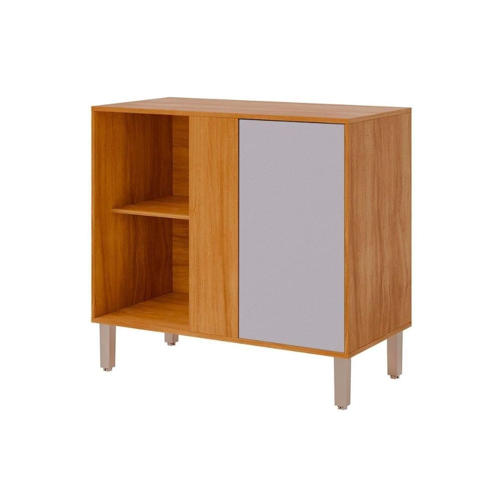 Gabinete de Cozinha Modulado Balcão c/ Tampo Divina de Canto c/ 1 Porta 92cm Cinamomo/Platina - MGM