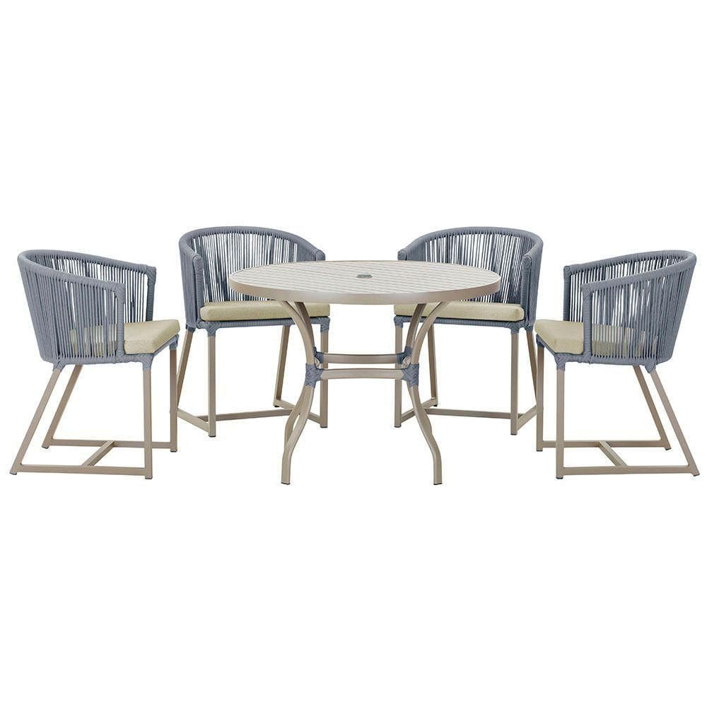 Mesa Com 4 Cadeiras E Noronha Estofado 7 Trama autêntico Prata