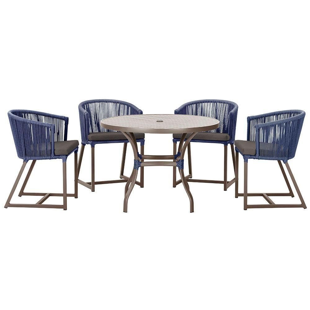 Mesa Com 4 Cadeiras E Noronha Estofado 11 Trama autêntico Azul