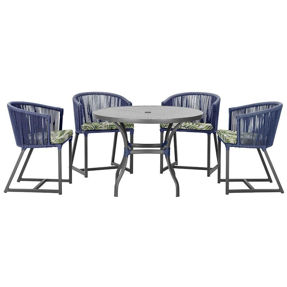 Mesa Com 4 Cadeiras E Noronha Estofado 5 Trama autêntico Azul