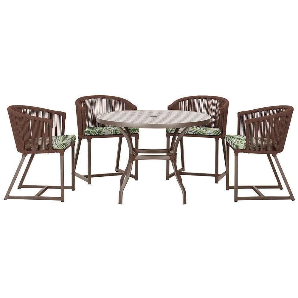 Mesa Com 4 Cadeiras E Noronha Estofado 5 Trama autêntico Marrom