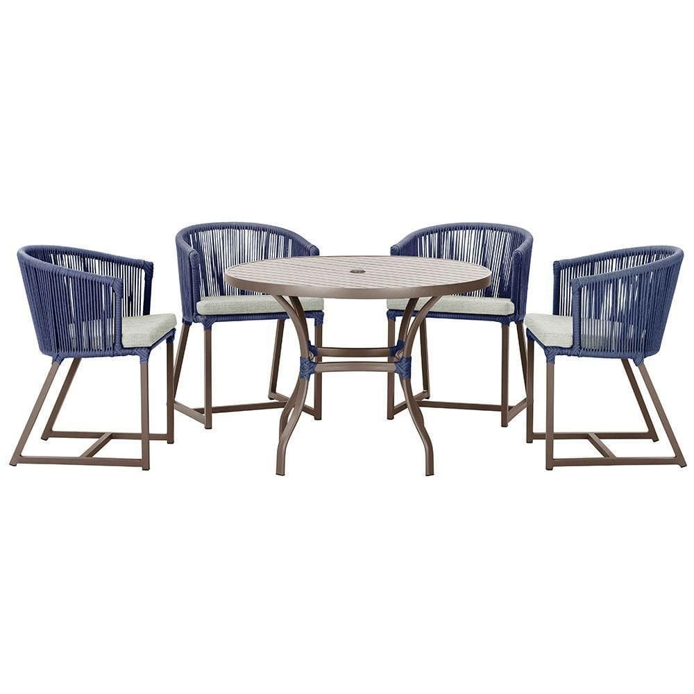 Mesa Com 4 Cadeiras E Noronha Estofado 3 Trama autêntico Azul
