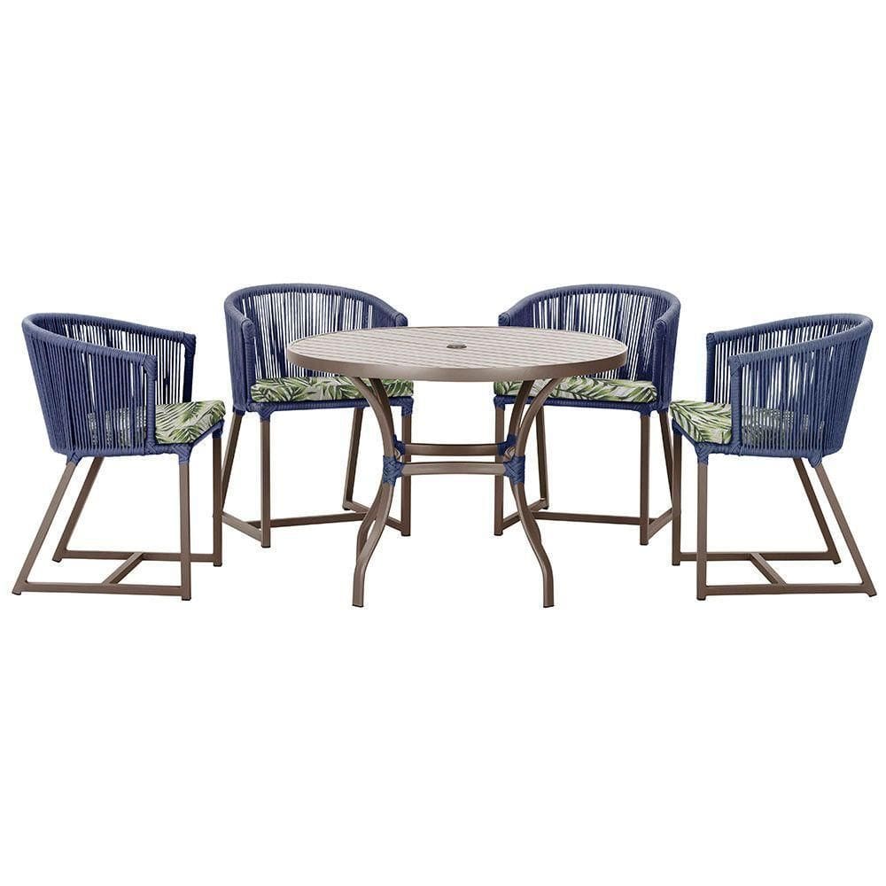 Mesa Com 4 Cadeiras E Noronha Estofado 5 Trama autêntico Azul