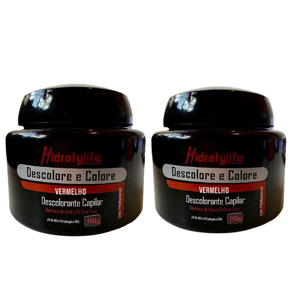 Kit 02 Pó Descolore e Colore Vermelho Mairibel/Hidraty 100g