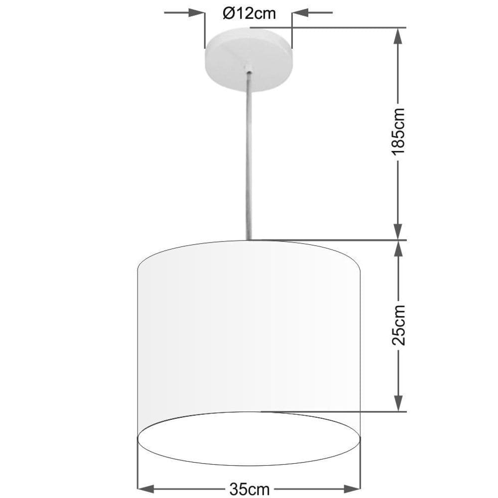 Lustre Pendente Cilíndrico Vivare Md-4143 Cúpula em Tecido 35x25cm - Bivolt