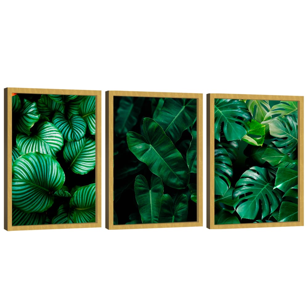 Quadro Decorativo Trio Folhas Verdes