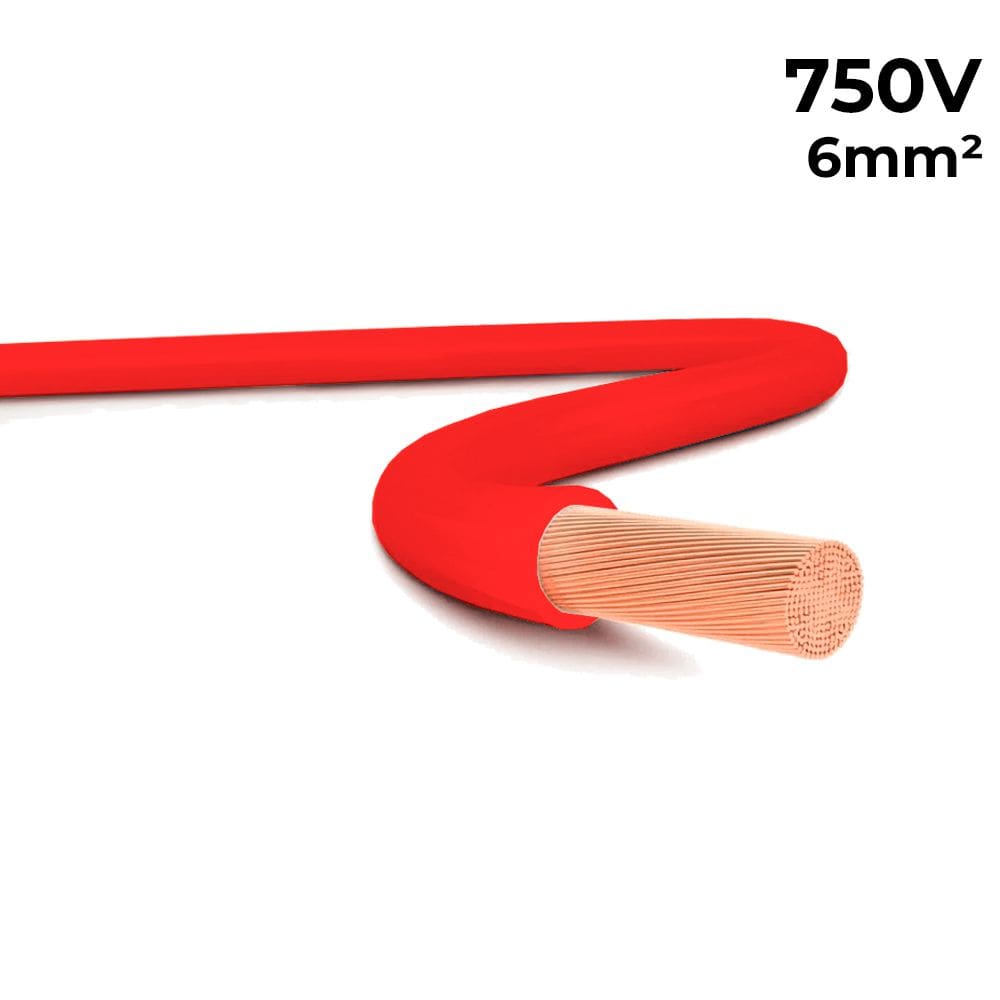 Metro de Cabo Flexível Fio Elétrico Megatron 6MM 750V - Vermelho
