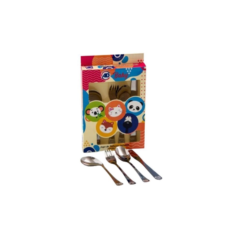 Kit Talheres Infantis em Aço Inox 4 Peças Para Crianças