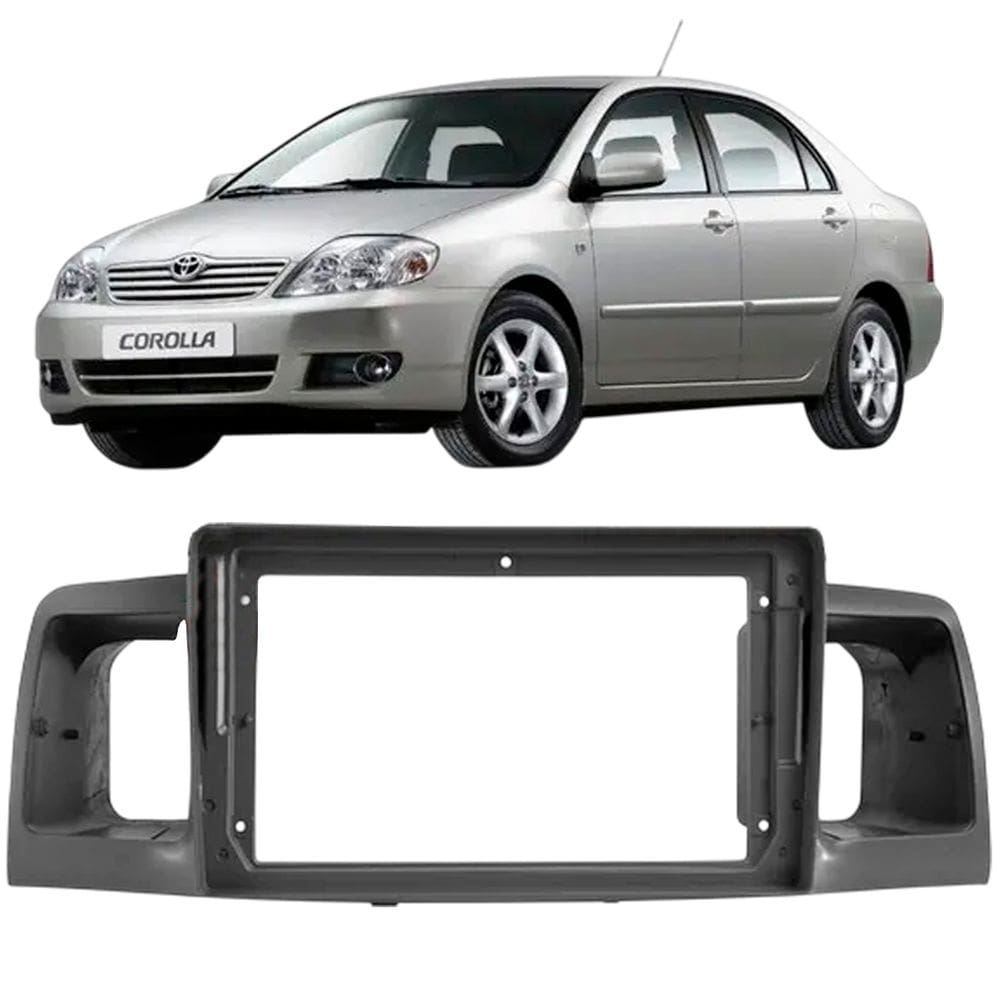 Moldura 9 Polegadas Corolla 2003 à 2008 Cinza Escuro Painel Central Multimidia Novum Expex Epx9to011