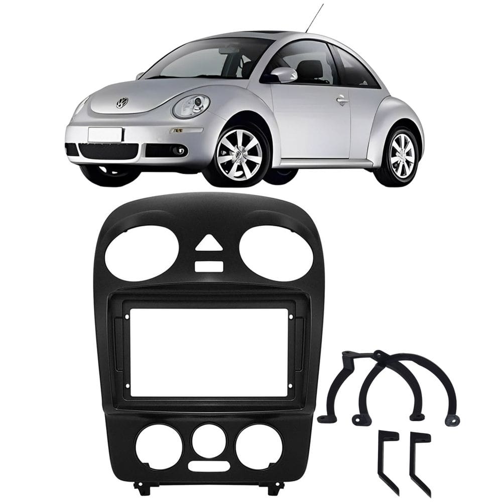 Moldura 9 Polegadas New Beetle 2006 à 2010 Preta Painel Central Multimidia Som