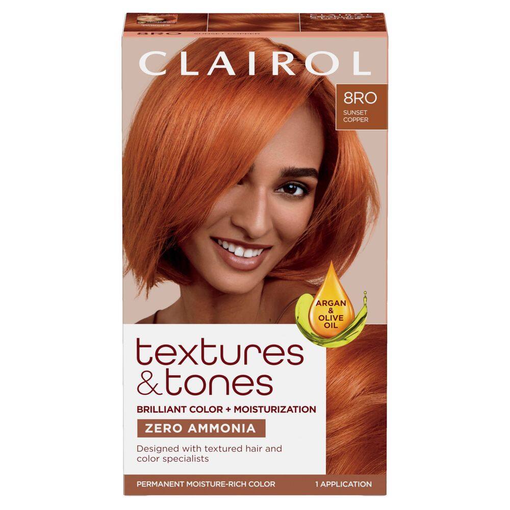 Tintura de cabelo Clairol Textures & Tones 8RO Sunset Copper Pacote 1