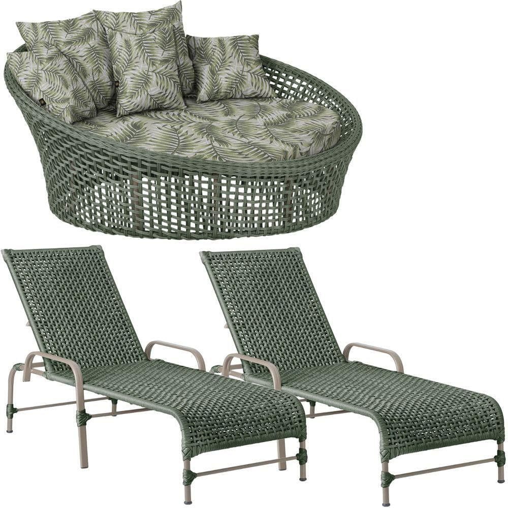 Kit Chaise Hungria E Espreguiçadeiras Catar Trama autêntico Verde