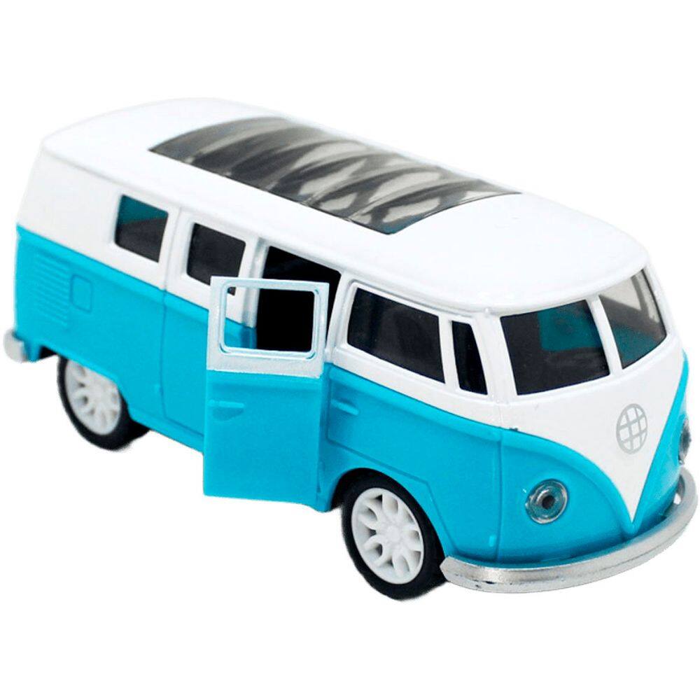 Carro Miniatura Volkswagen Colecionável Kombi Azul Á Fricção