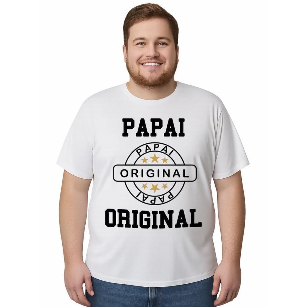 Camiseta Manga Curta Papai autêntico Tamanho Plus Size