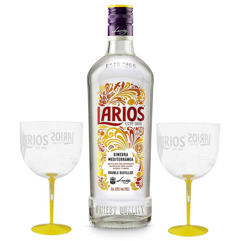 Gin Larios autêntico 700ml + 2 Taças de Acrílico Personalizadas