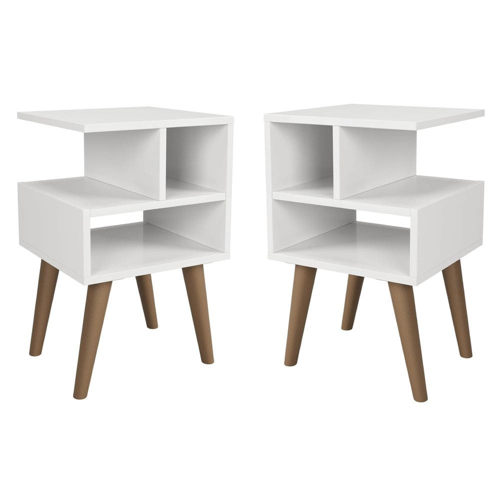 Mesa de Cabeceira Retrô Trend Quarto Kit 2 Unidades