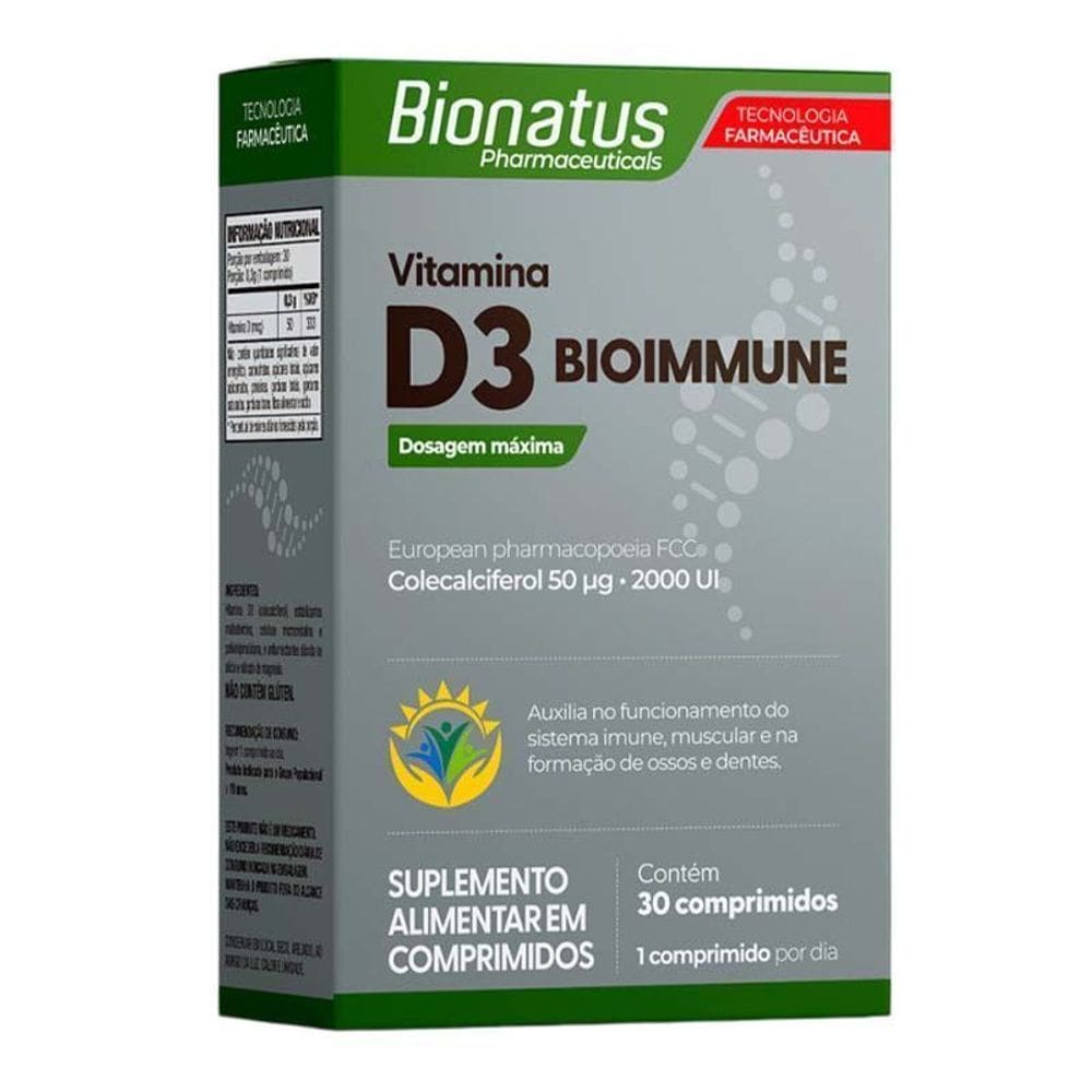 Vitamina D3 Bioimmune Bionatus 30 Comprimidos