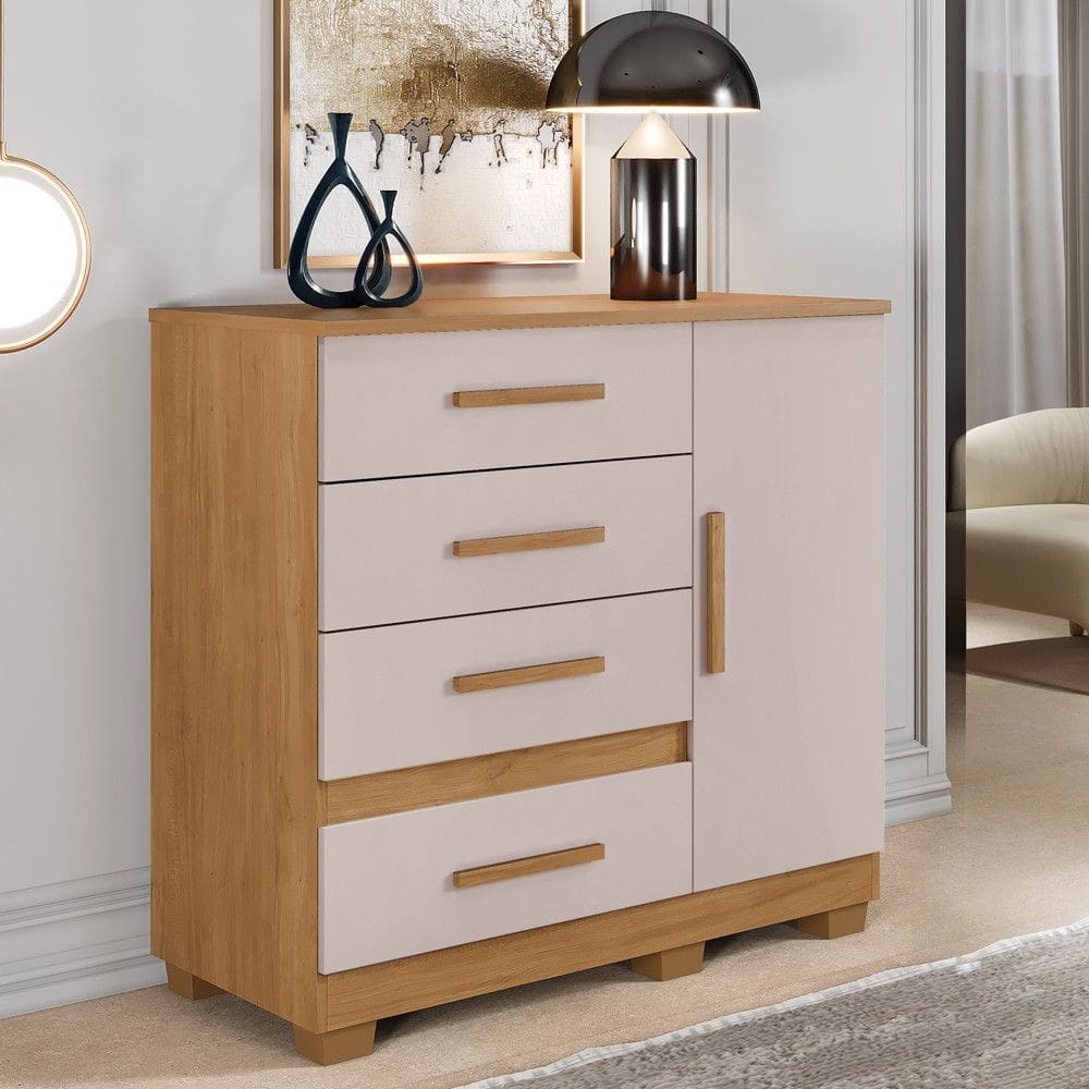 Cômoda 4 Gavetas 1 Porta com Pés Florença Benetil