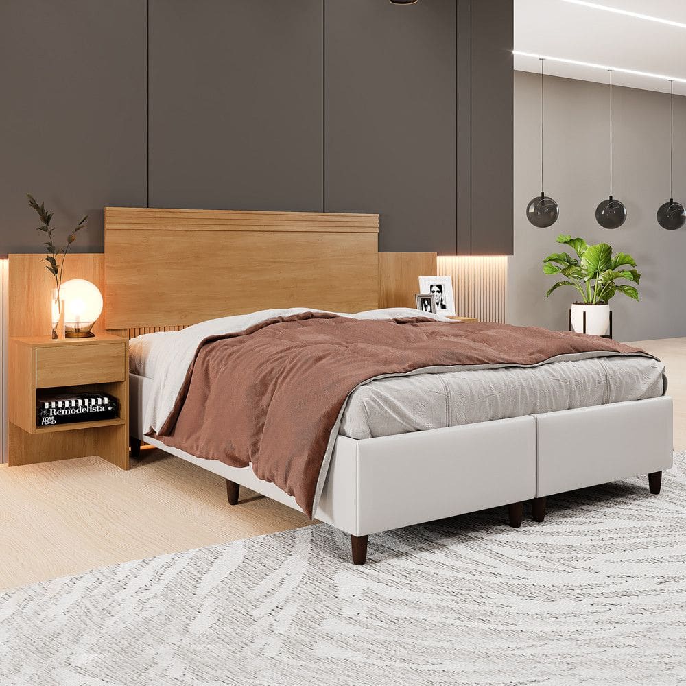 Cabeceira Extensível com 2 Mesas de Cabeceira Master Benetil