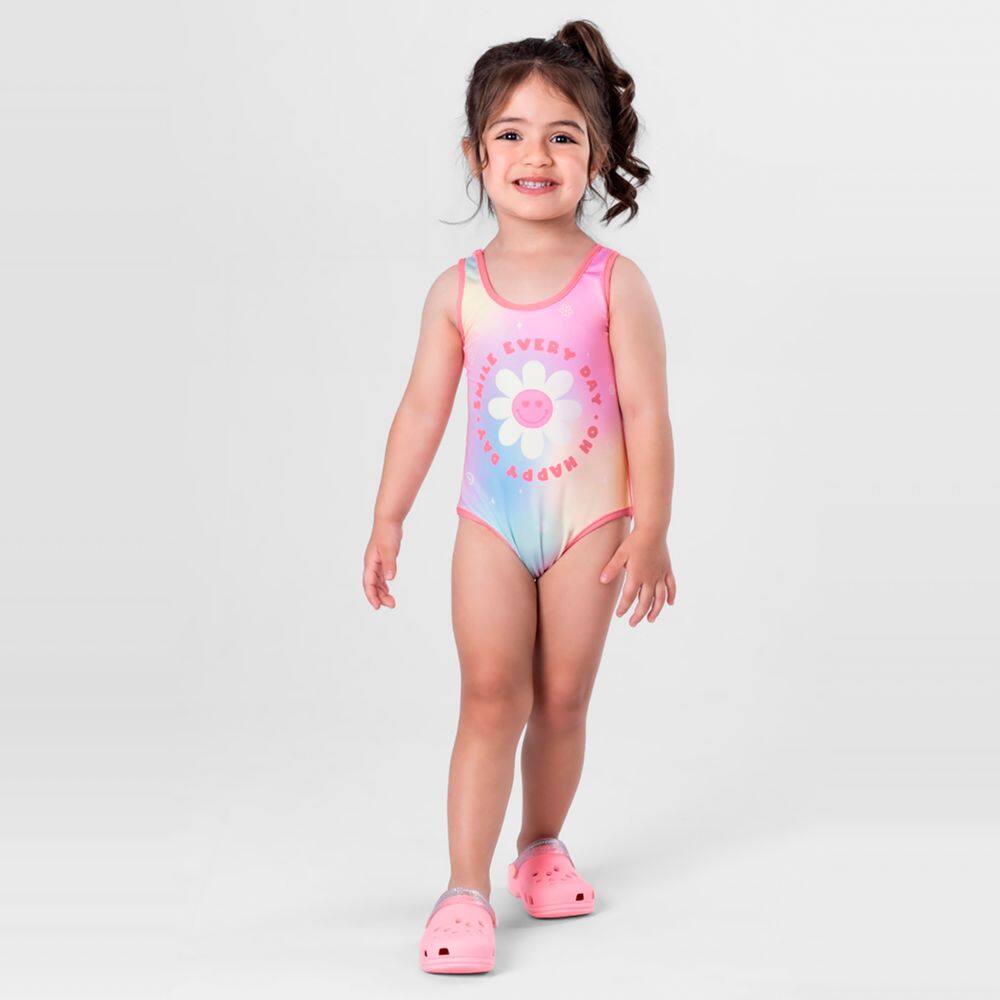 Maiô Infantil Menina Malha Uv Rosa Brandili